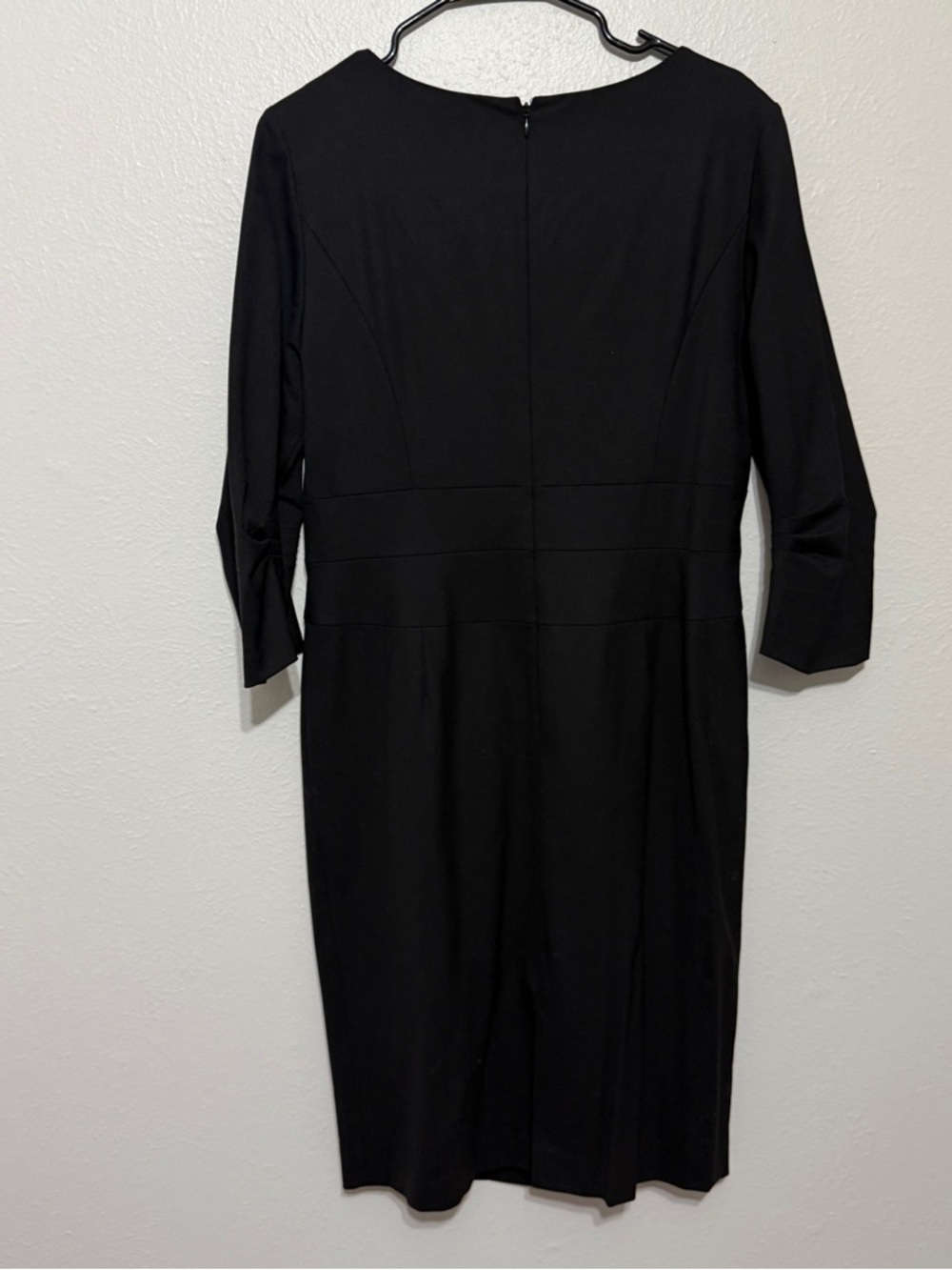 Lafayette148 Center Pleat Wool Dress Black Size 10 Luxury Cocktail Office Wear - Picture 7 of 13
